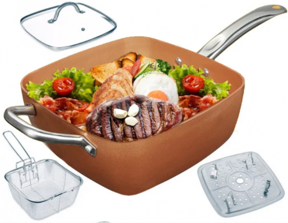 Сковорода глубокая с крышкой Unique UN-5251 фритюрница с антипригарным керамическим покрытием 24 см (UNQQ-001) - фото 6 Сковорода глубокая с крышкой Unique UN-5251 фритюрница с антипригарным керамическим покрытием 24 см (UNQQ-001) - фото 6