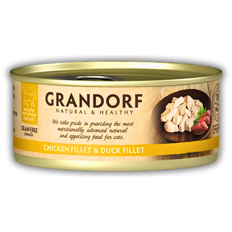 Корм для кошек влажный Grandorf Филе курицы и утки для взрослых кошек всех пород 70 г (GDCW0307) Корм для кошек влажный Grandorf Филе курицы и утки для взрослых кошек всех пород 70 г (GDCW0307)