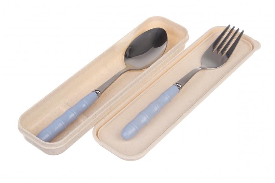 Столовые приборы Jooki ECO металлические в футляре Голубой