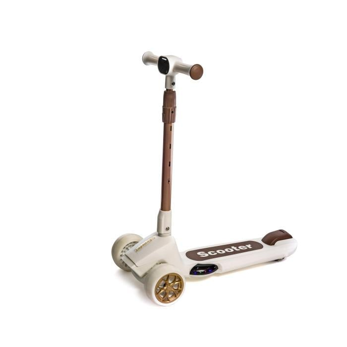 Самокат дитячий складаний Scooter Sky 8106 зі світловими та звуковими ефектами Біло-коричневий (8106-3)