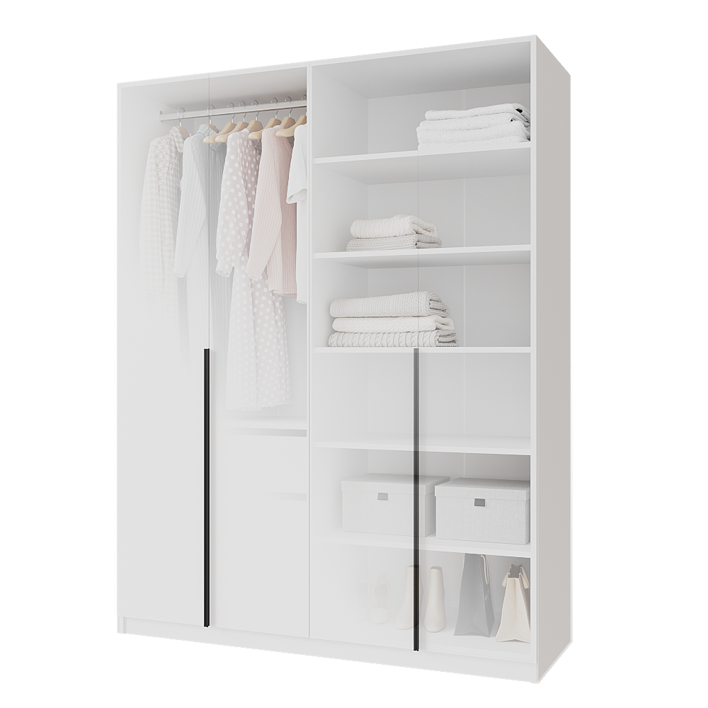 Шкаф распашной с тумбой Меблітренд Чиназес ЧиТ-1600 1600х500х2050 мм Белый (27286197) - фото 3 Шкаф распашной с тумбой Меблітренд Чиназес ЧиТ-1600 1600х500х2050 мм Белый (27286197) - фото 3