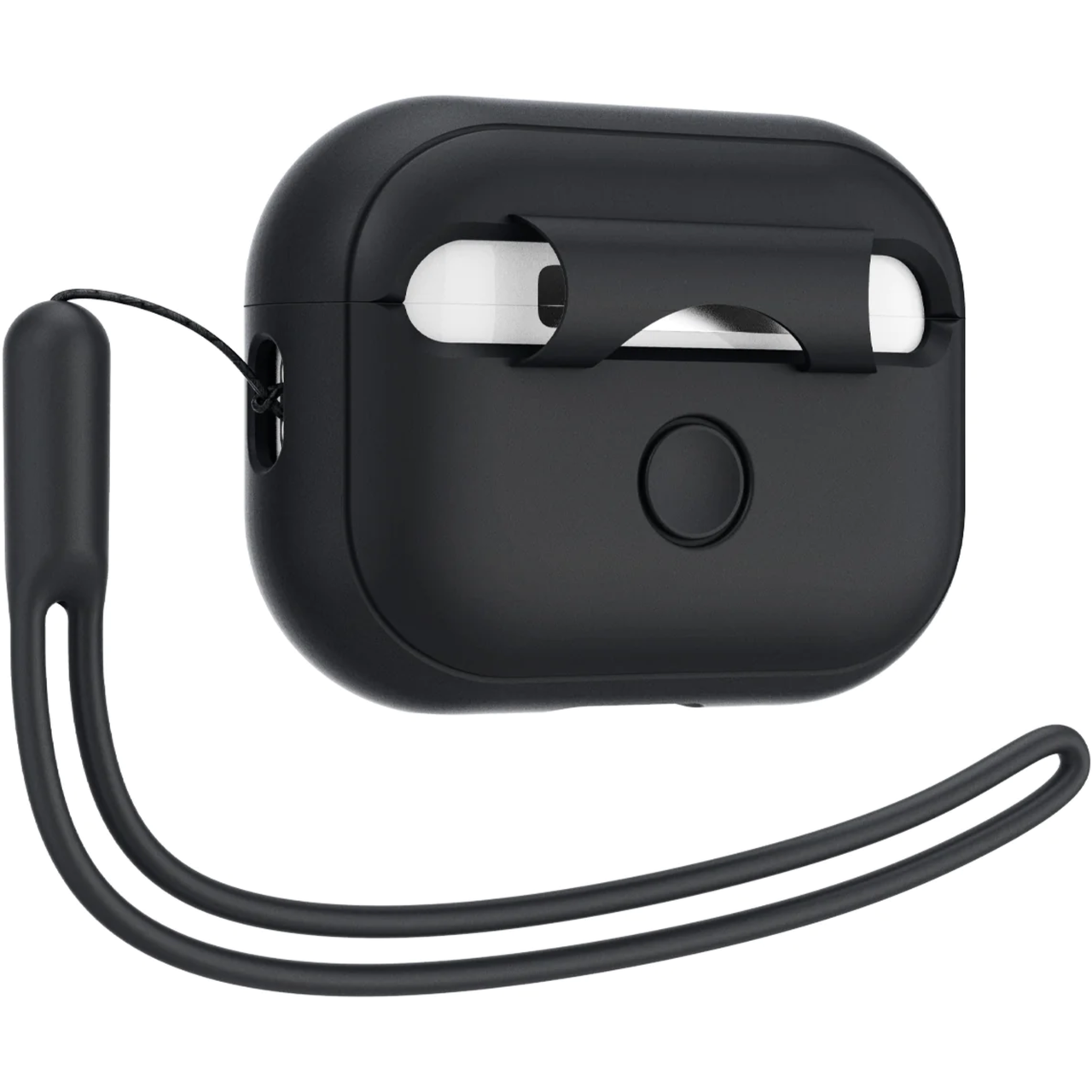 Чохол для навушників Spigen Silicon Fit with Strap for AirPods Pro 2 Black (ACS05479) - фото 2