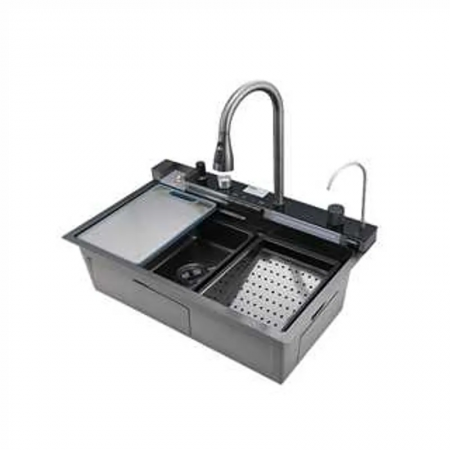 Мийка Mixxus MH7546-SET-06 Micro Decor Graphite з вбудованим змішувачем з нержавіючої сталі 750х460х215 мм (MI8414)