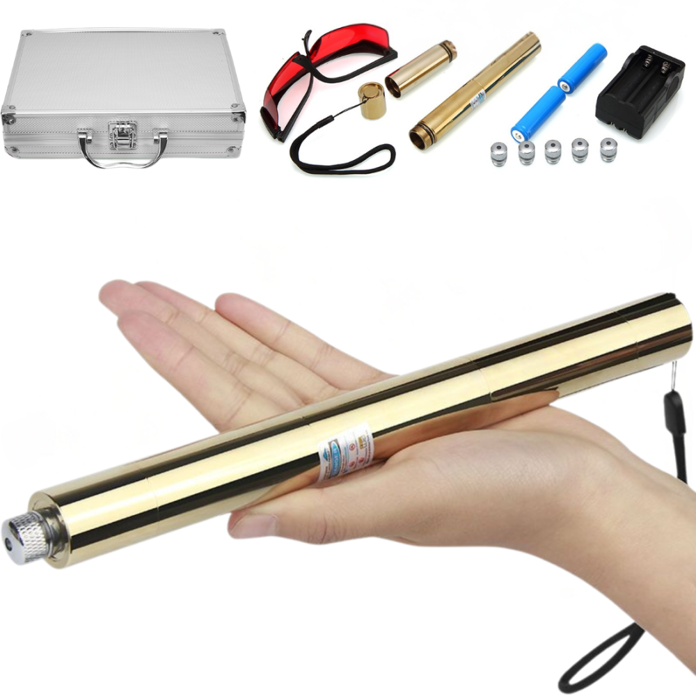 Фонарь-лазер YX-B008 с синим лучом 5 насадок Gold (29704150) - фото 2 Фонарь-лазер YX-B008 с синим лучом 5 насадок Gold (29704150) - фото 2