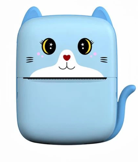 Термопринтер портативний дитячий із Bluetooth A8 Cat міні принтер для телефону Блакитний
