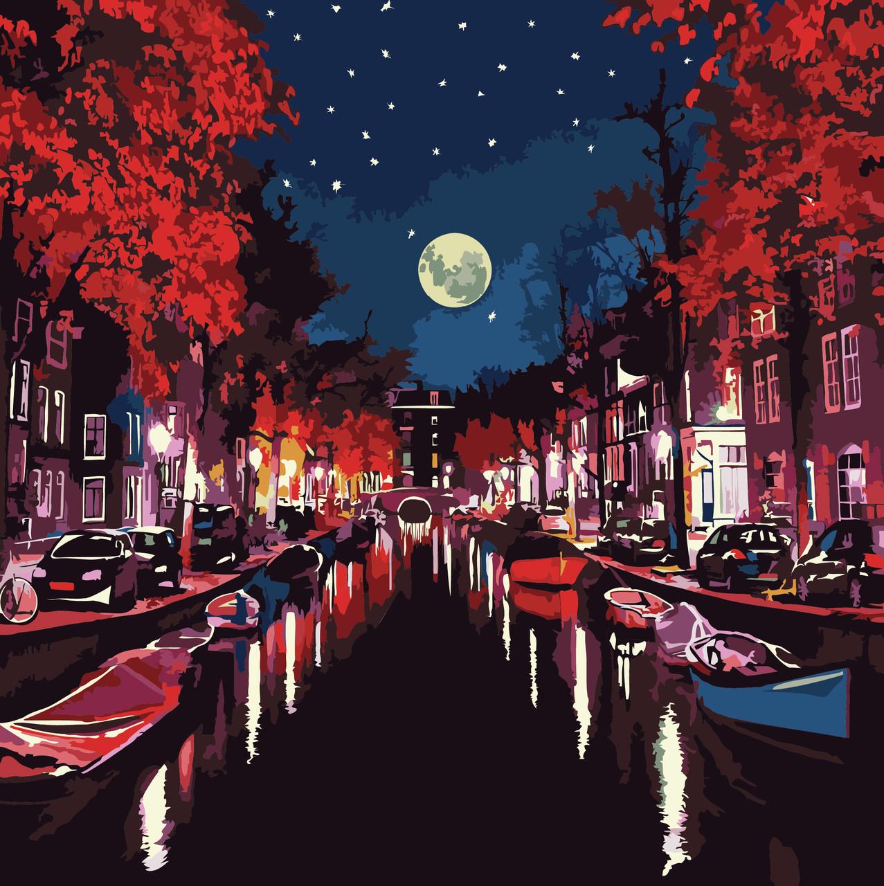 Картина по номерам Идейка Ночью в Амстердаме 40x40 см (skl-КНО2151)