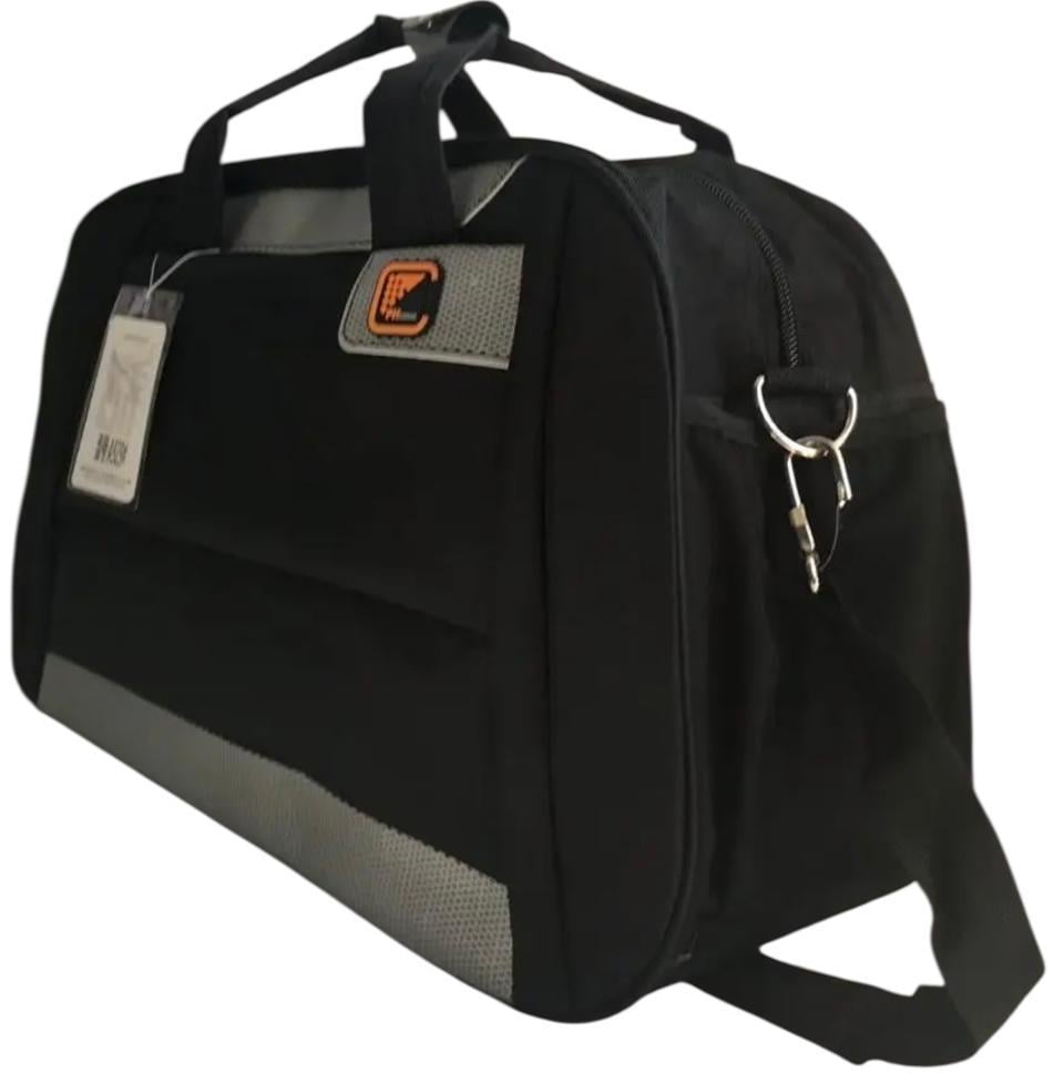 Сумка дорожня середня з боковими кишенями та з довгим ремінем через плече 55 л Чорний (55 л) - фото 2