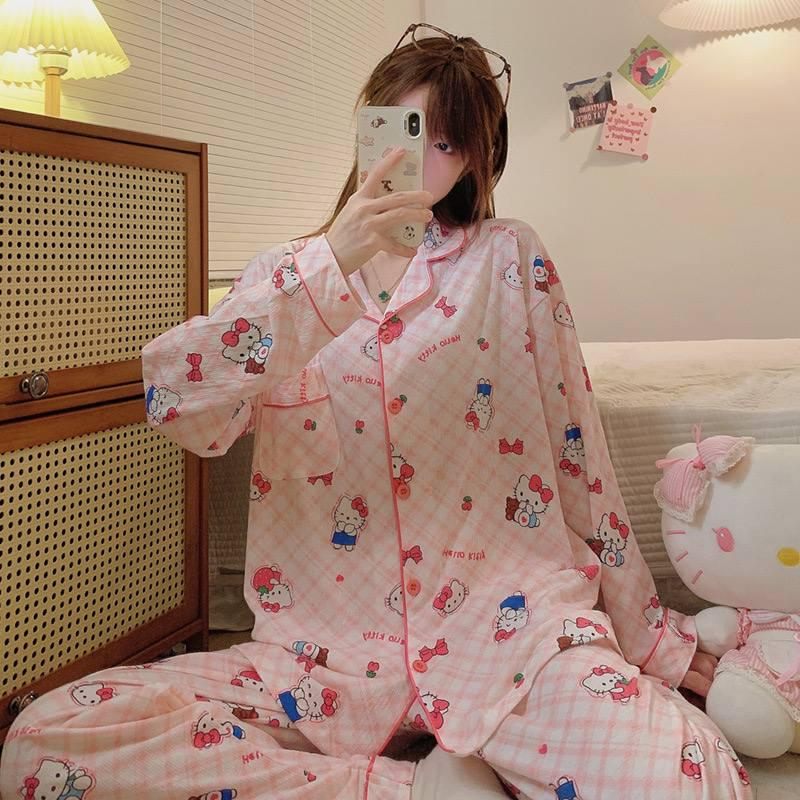 Пижама для девочки подростковая с принтом Hello Kitty из хлопка 152-160 см 10-13 лет Розовый (10398) - фото 7