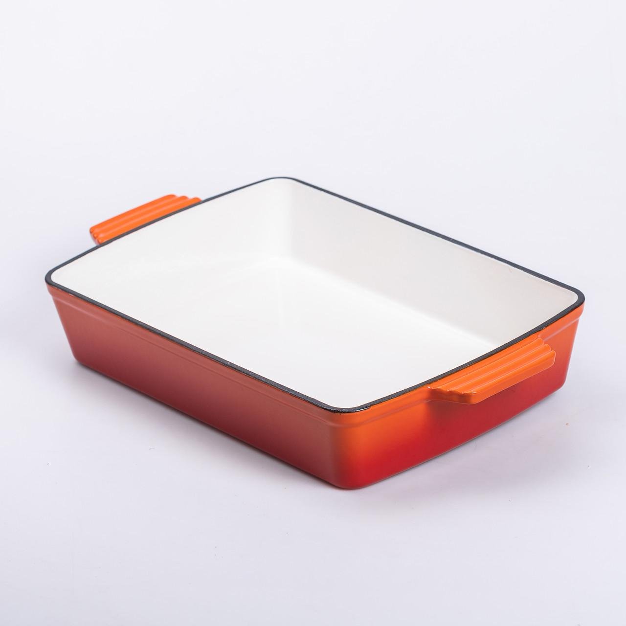 Форма для запекания чугунная 40х23,6х6 см 3 л Оранжевый (6823) - фото 3