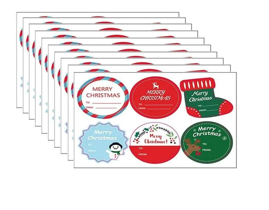 Наклейки новорічні овальні 90 шт.