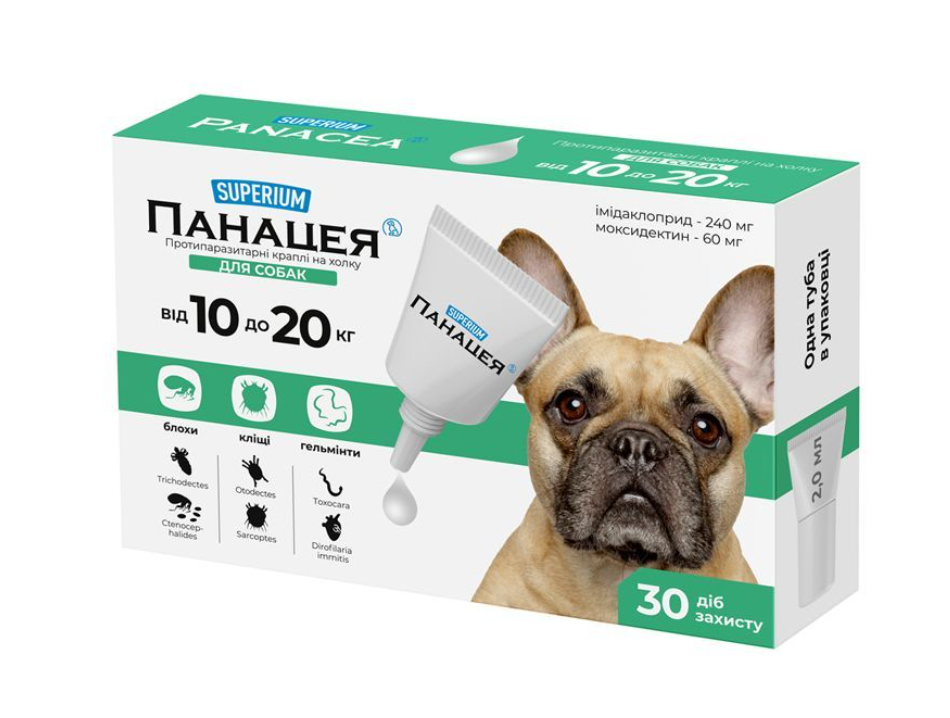 Капли на холке Панацея Супериум для собак 10-20 кг 1 пипетка