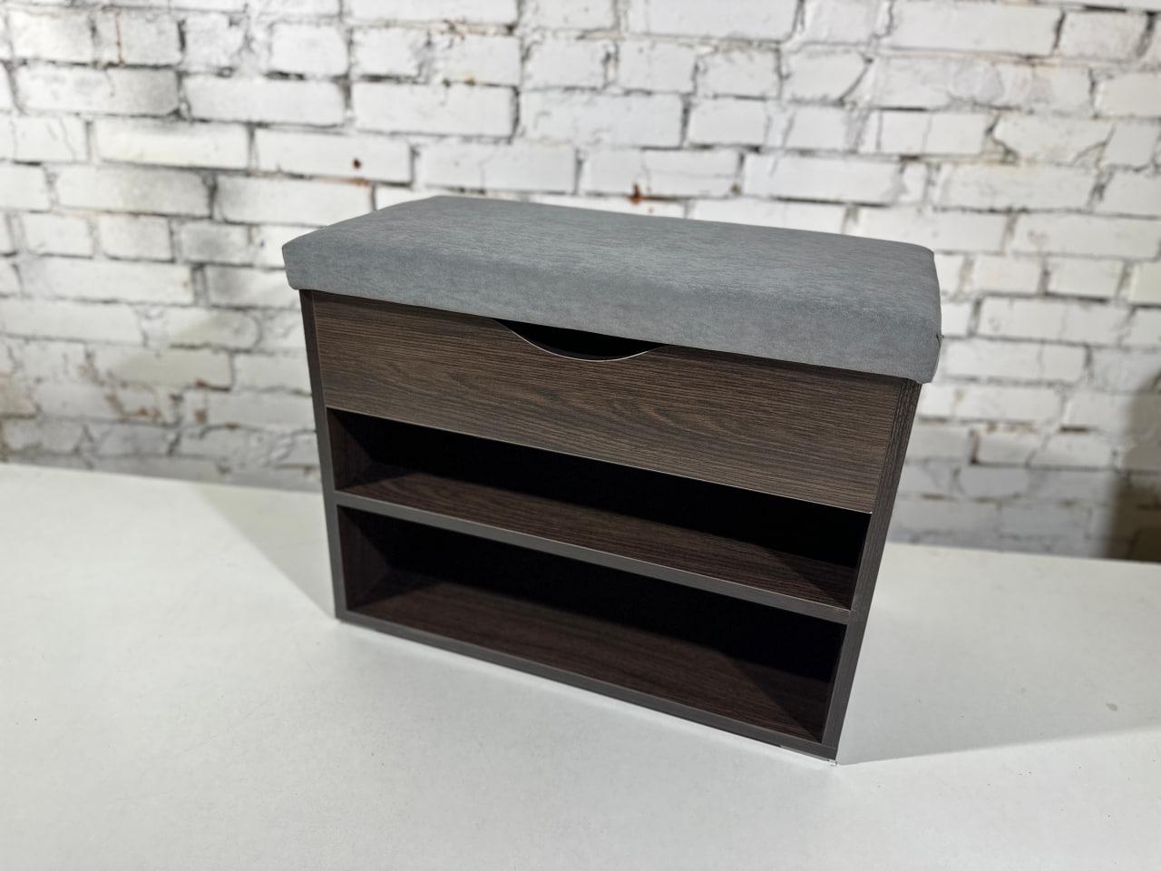Тумба для обуви ДСП/ткань 30х70х45 см Венге темный/серый