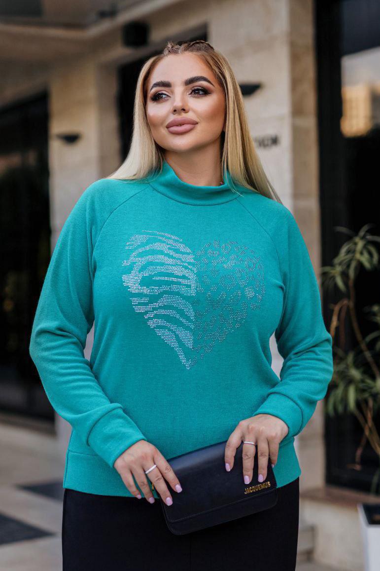 Светр жіночий XL-2XL Зелений (192539) - фото 2 Светр жіночий XL-2XL Зелений (192539) - фото 2