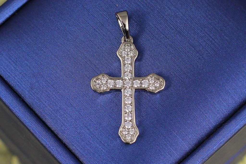 Крестик Xuping Jewelry с фианитами в ободке 2,6 см Серебристый