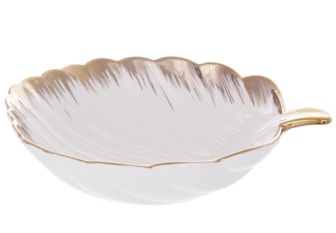 Набор салатников фарфоровых BonaDi в форме листа с золотым ободком 24,5 см 2 шт. (988-421)