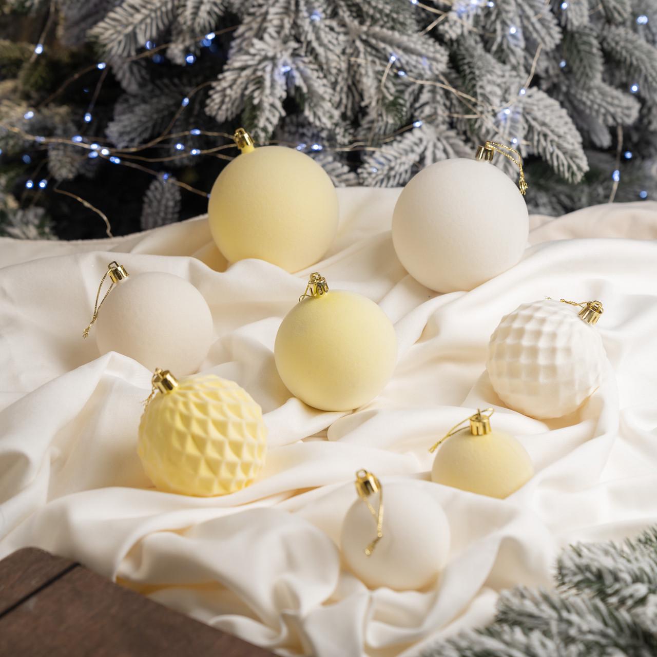 Іграшки ялинкові набір Оксамит 40 шт. Жовтий (2765836640) - фото 3