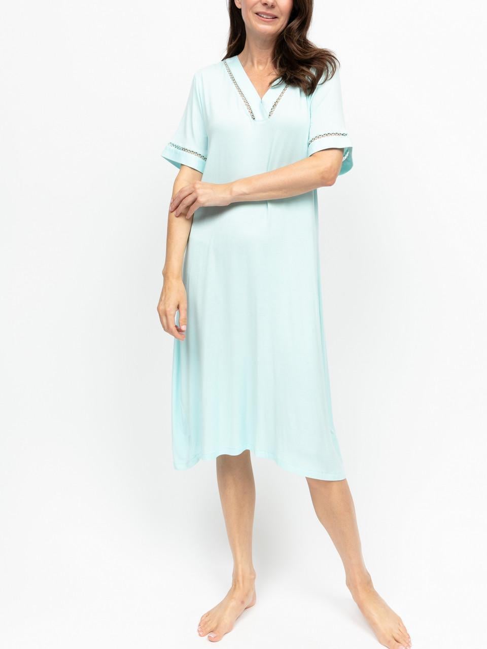 Нічна сорочка NORA ROSE Juliette 2384 жіноча м'яка із трикотажного модалу з мереживом 20/3XL Зелений (5051877661745)