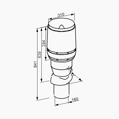 Выход вентиляционный Vilpe FLOW для битумной черепицы утепленный Ø 160 мм 500 мм 7024 Графитовый (30111316) - фото 2