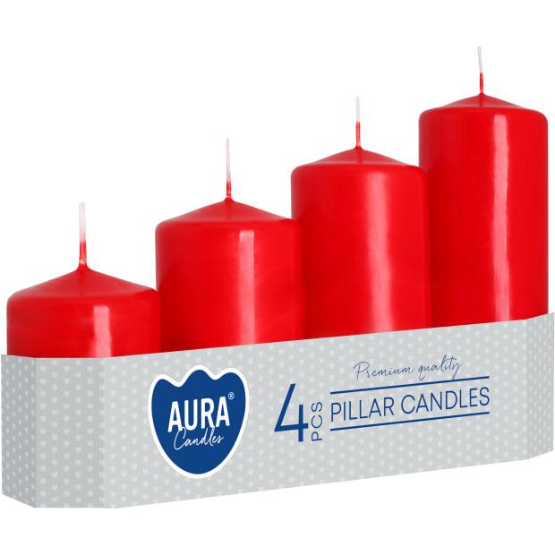 Набор свечей Bispol Aura Candles цилиндр 4 шт. Красный (SW50/4-030)