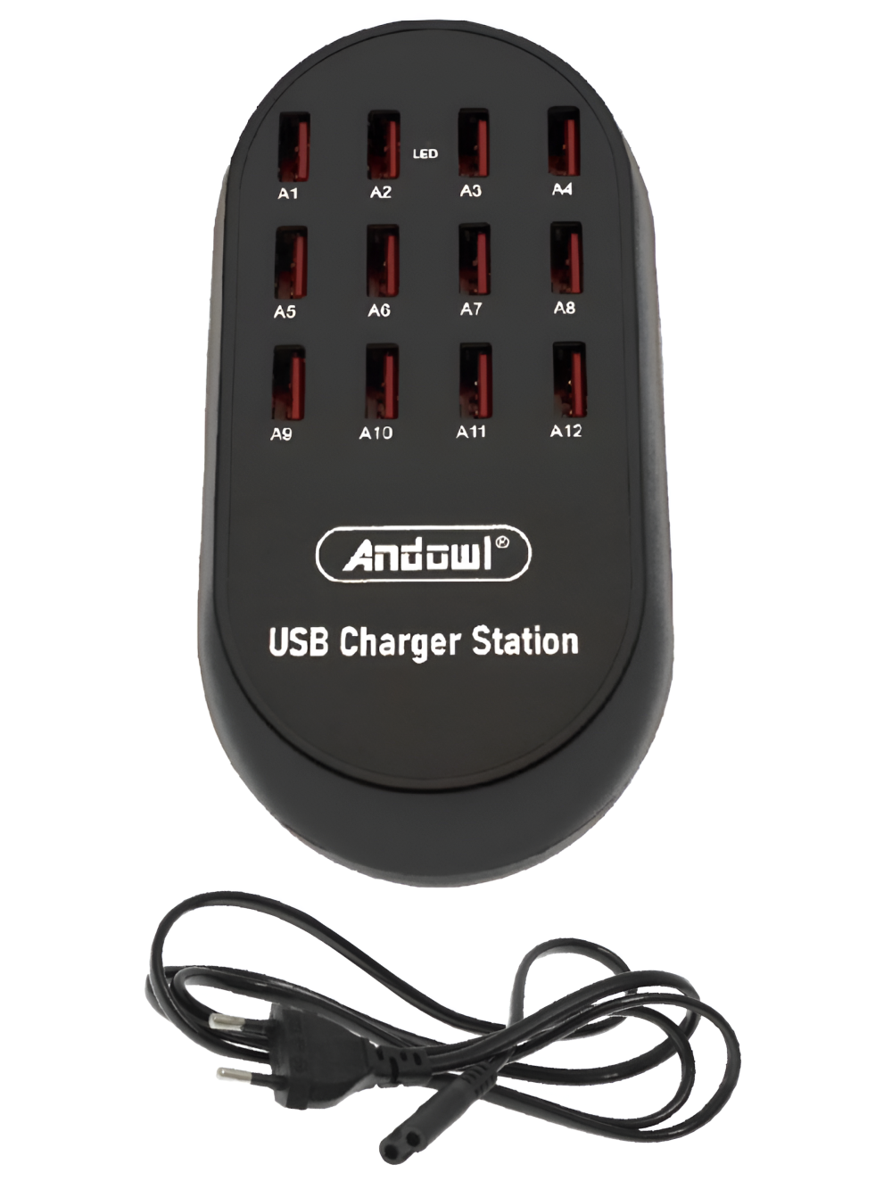 USB-хаб мережевий 12в1 Andowl Fast Charger Q-CD12PX1 60 Вт USB-A 3.0 Чорний (25aada51) - фото 1 USB-хаб мережевий 12в1 Andowl Fast Charger Q-CD12PX1 60 Вт USB-A 3.0 Чорний (25aada51) - фото 1