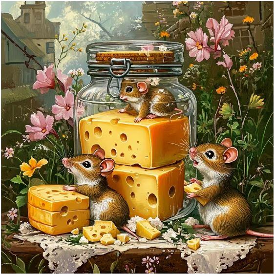 Набор для вышивания крестиком JOZYSH "Мишки-сладости" 14CT канва Аида с нанесенным рисунком 40x40 см (2884490636)