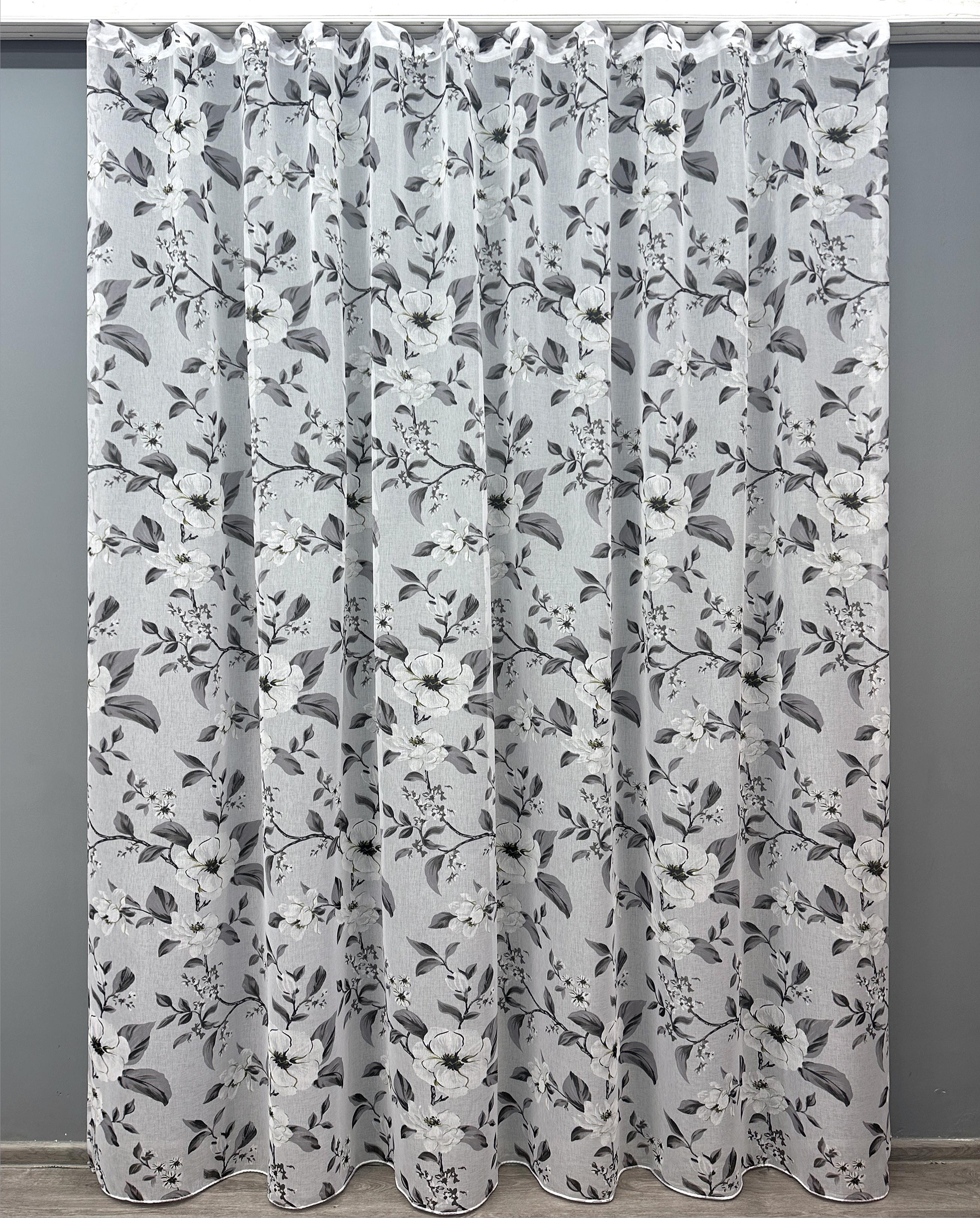 Тюль VR-Textil 1681т Flora батист 300х270 см Белый/Серый (40-144)