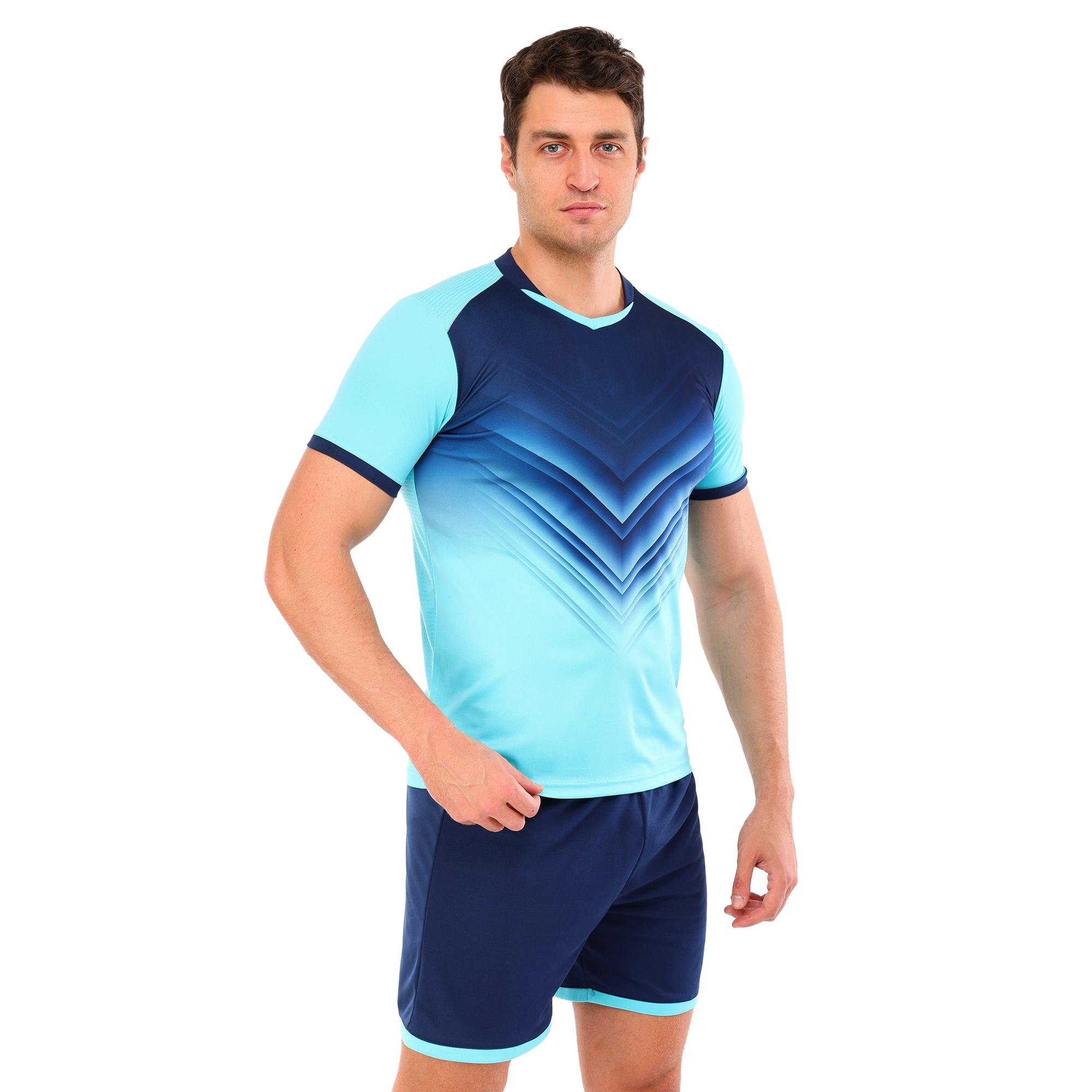 Форма футбольная комплект Lingo JG-6317 футболка/шорты полиэстер 2XS Голубой-темно-синий (JG-6317_Голубой-темно-синий_2)