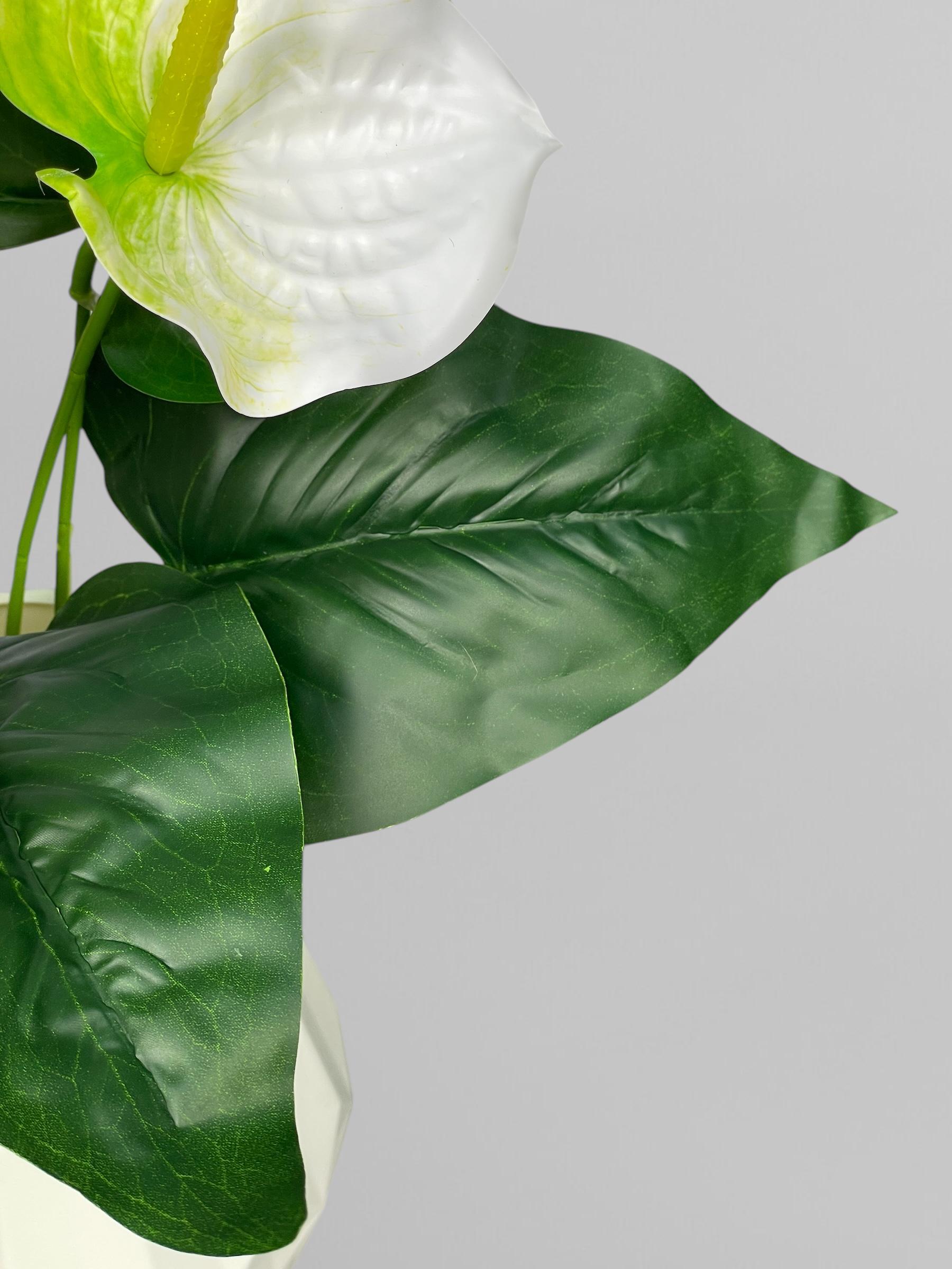 Искусственный букет антуриума 3 цветка 32 см Белый (К13107) - фото 4 Искусственный букет антуриума 3 цветка 32 см Белый (К13107) - фото 4