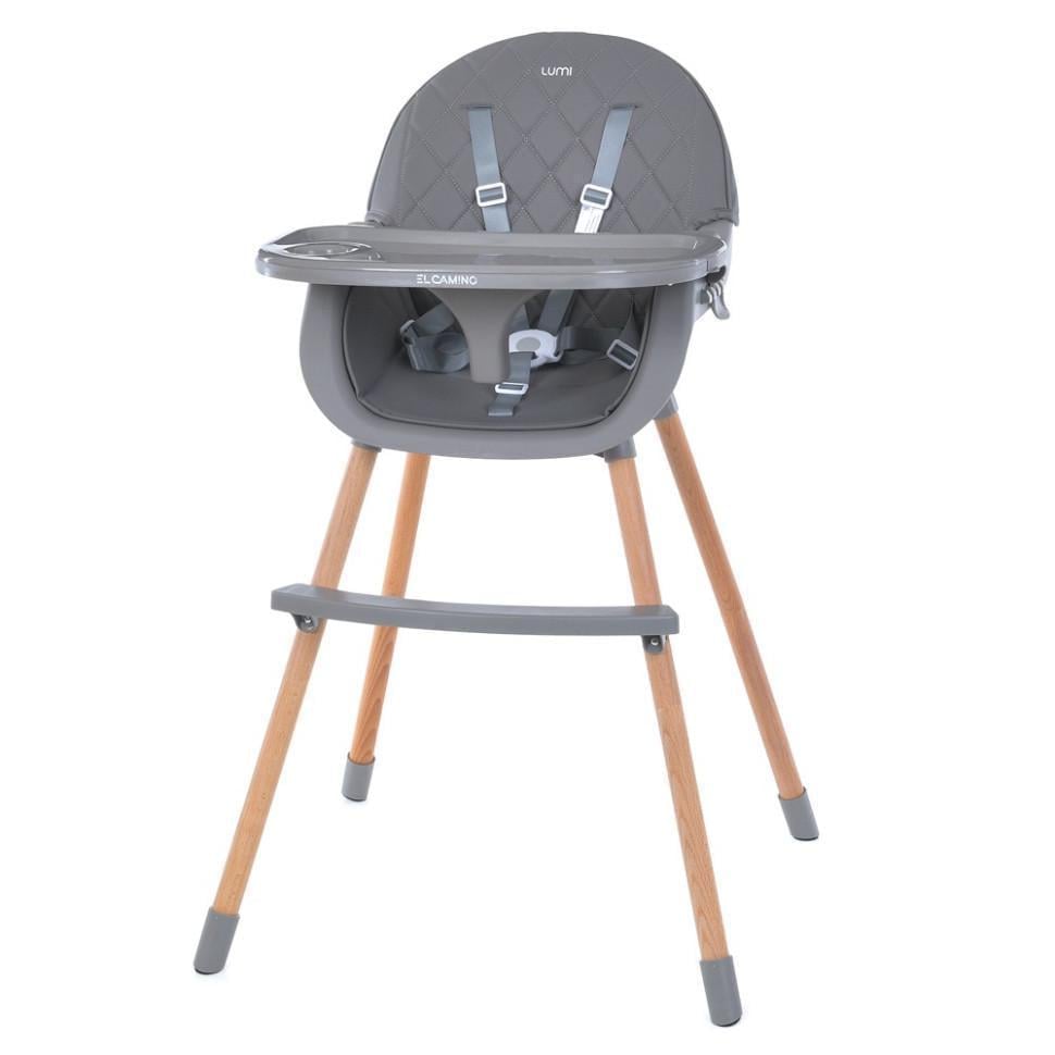 Стульчик для кормления El Camino LUMI из экокожи Серый