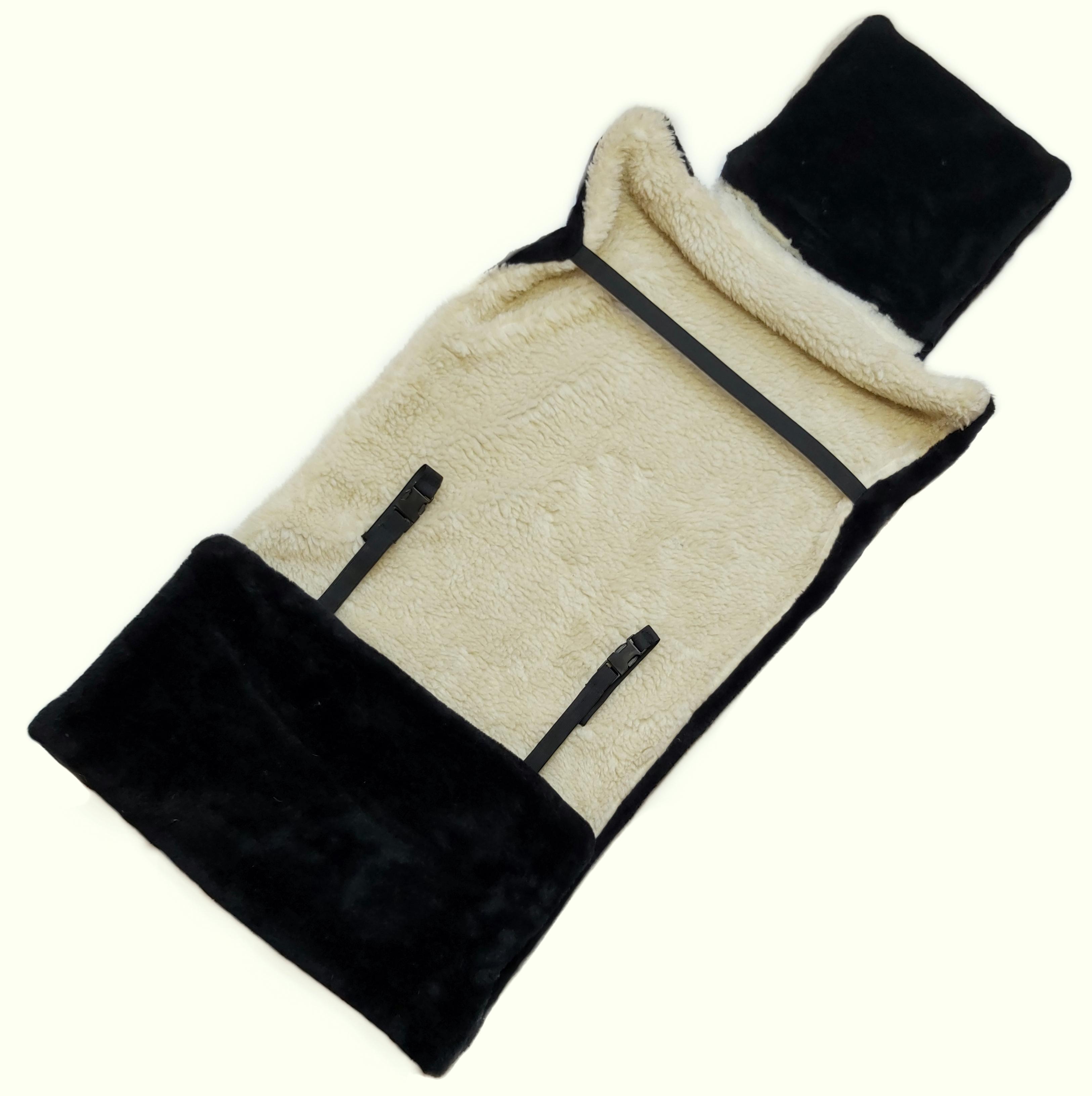 Накидка на сиденье автомобиля из овчины Sheepskin эко-шерсть 1 шт. 50 см Черный (274) - фото 5