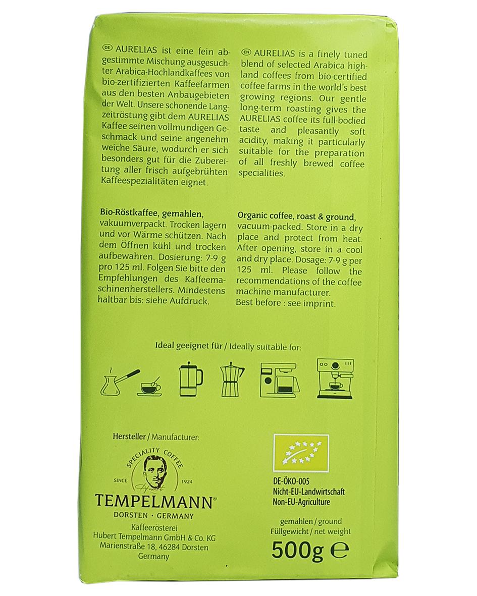 Кофе Tempelmann Aurelias 100% био арабика молотый 500 г (56525) - фото 3