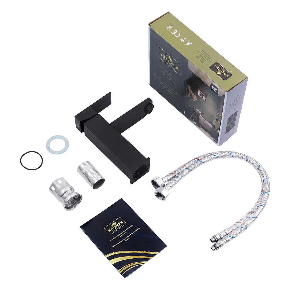 Смеситель для раковины Kroner KRP Edelstahl Kubus SCH010 Черный (CV023010) - фото 8 Смеситель для раковины Kroner KRP Edelstahl Kubus SCH010 Черный (CV023010) - фото 8