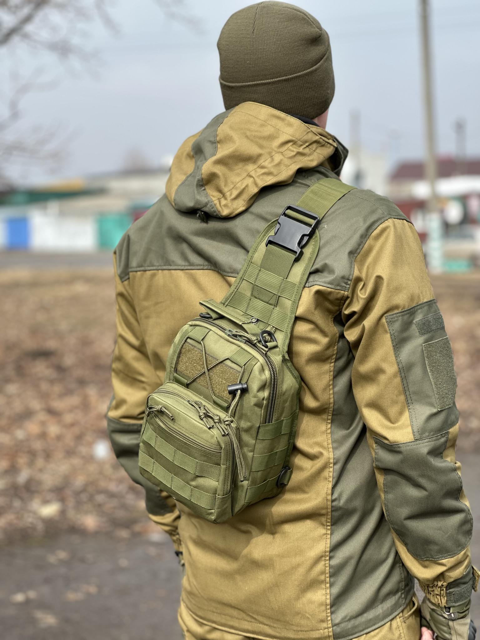 Сумка-слінг однолямкова Tactic із системою molle 7 л Olive (095-olive) - фото 4