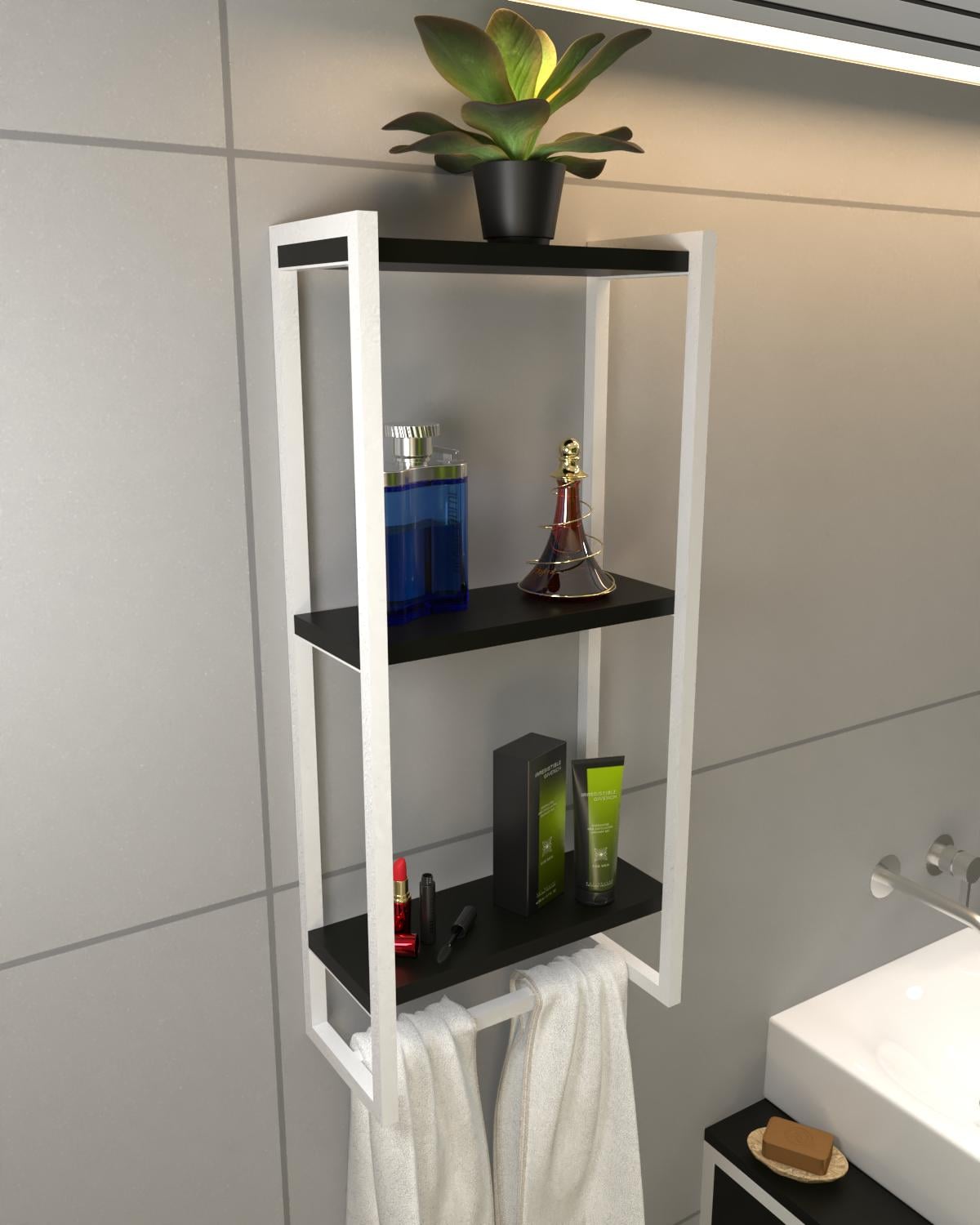 Полка настенная EcoLoft Селена DSP-1418W-5 в стиле лофт Белый/Черный (32464650)