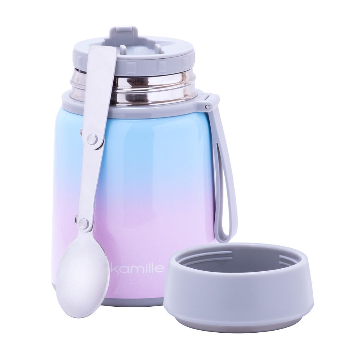 Термос пищевой Kamille KM-2096 нержавеющая сталь 530 мл Розово-голубой (29-84-2096FL) - фото 5 Термос пищевой Kamille KM-2096 нержавеющая сталь 530 мл Розово-голубой (29-84-2096FL) - фото 5