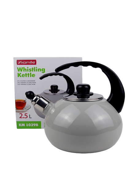 Чайник эмалированный со свистком 2,5 л Серый (1039B) - фото 6