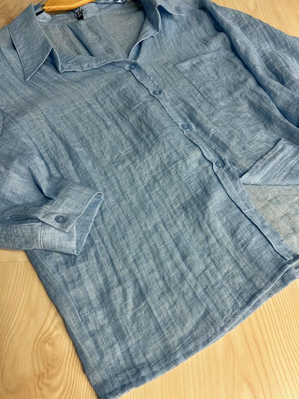 Рубашка женская Xingyue 388 с карманом жатка OS Голубой (26730536) - фото 4