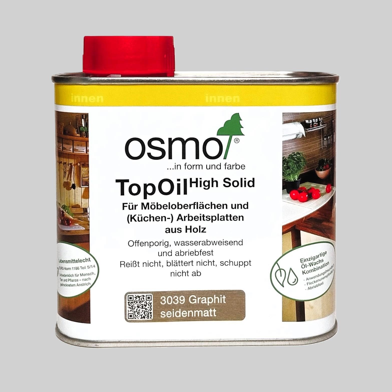 Масло с твердым воском Osmo TopOil для деревянных столешниц и мебели 0,5 л Графит (3039)