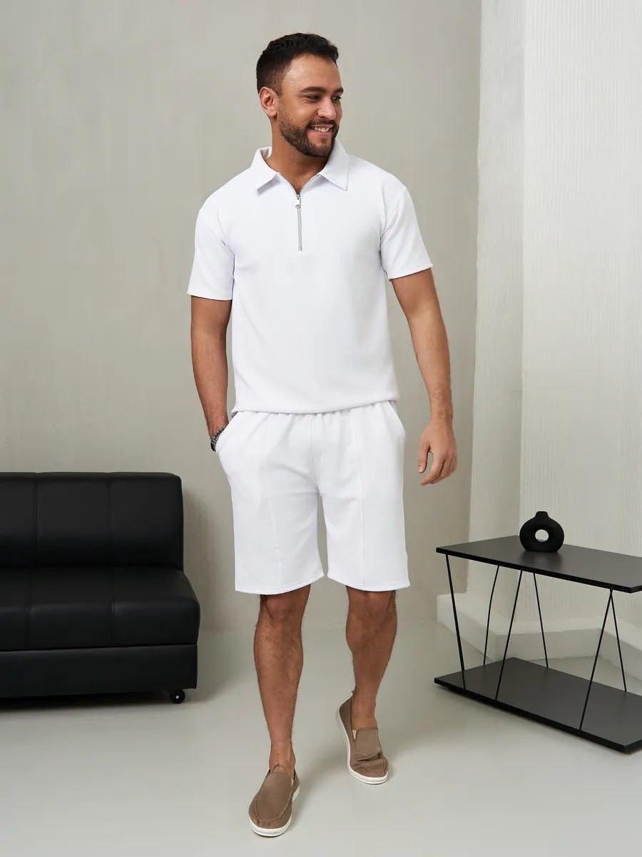 Комплект футболки и шорты из вафельного полотна L Белый (2657779841)