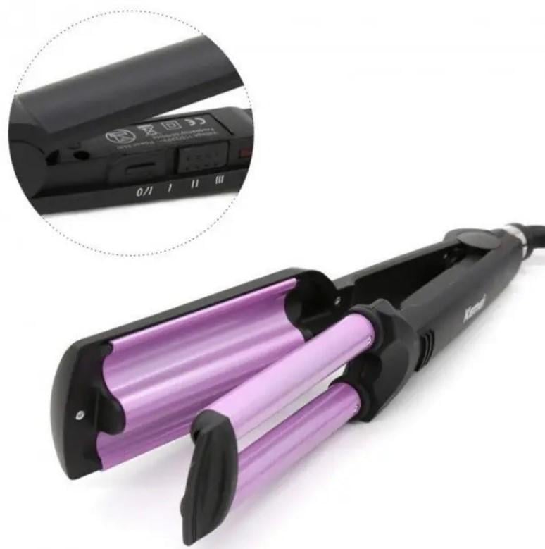 Плойка потрійна Kemei JFQ-KM-2022 керамічна 45 Вт Рожевий (2390000000) - фото 12 Плойка потрійна Kemei JFQ-KM-2022 керамічна 45 Вт Рожевий (2390000000) - фото 12