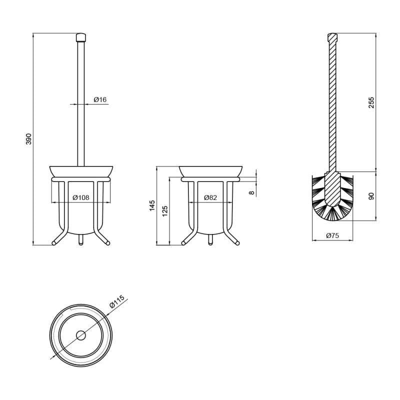 Йоржик для унітазу Lidz CRG 121.05.04 підлоговий Білий/Хром (SD00038579) - фото 2