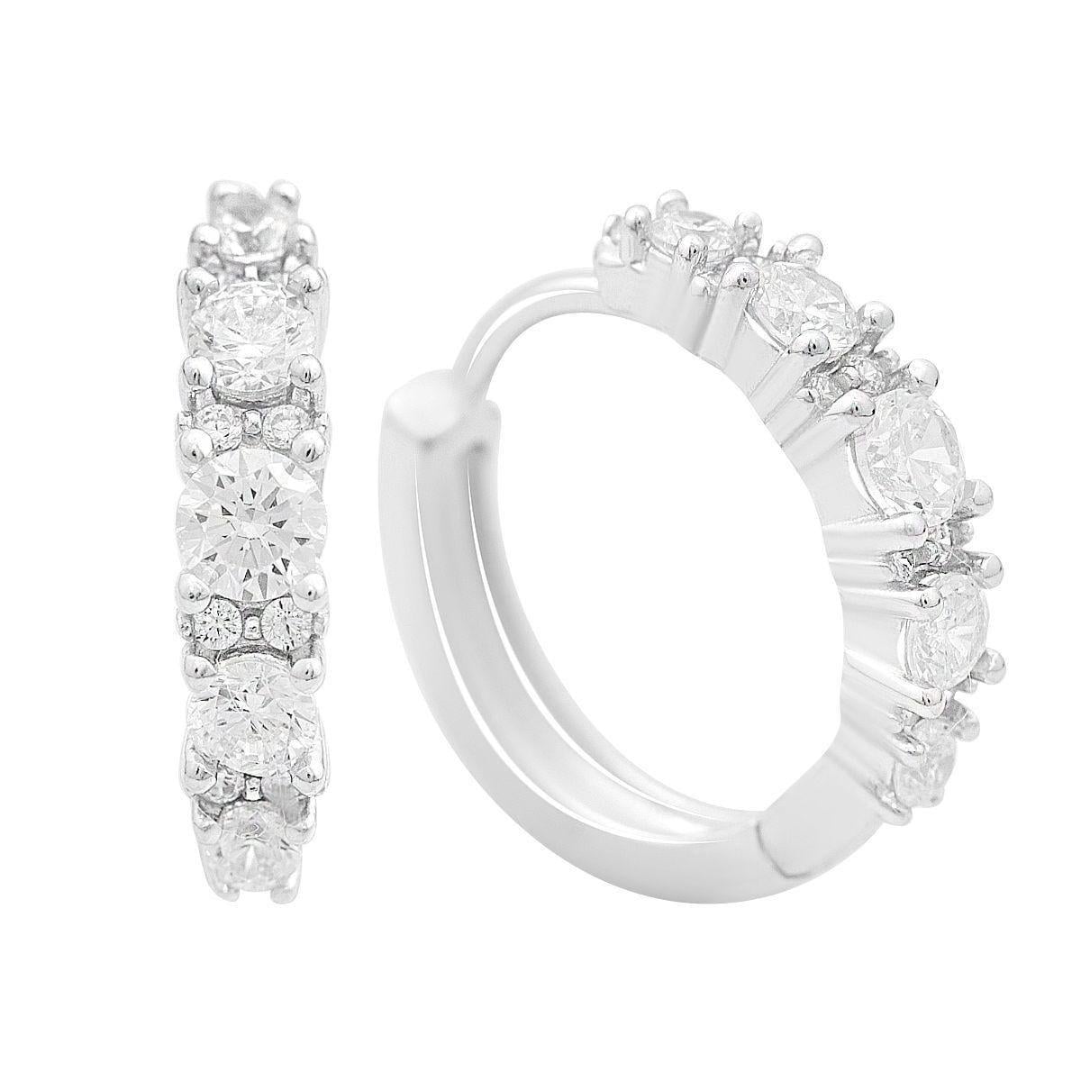 Серьги серебряные LoveR кольца с дорожкой круглых фианитов и английским замком