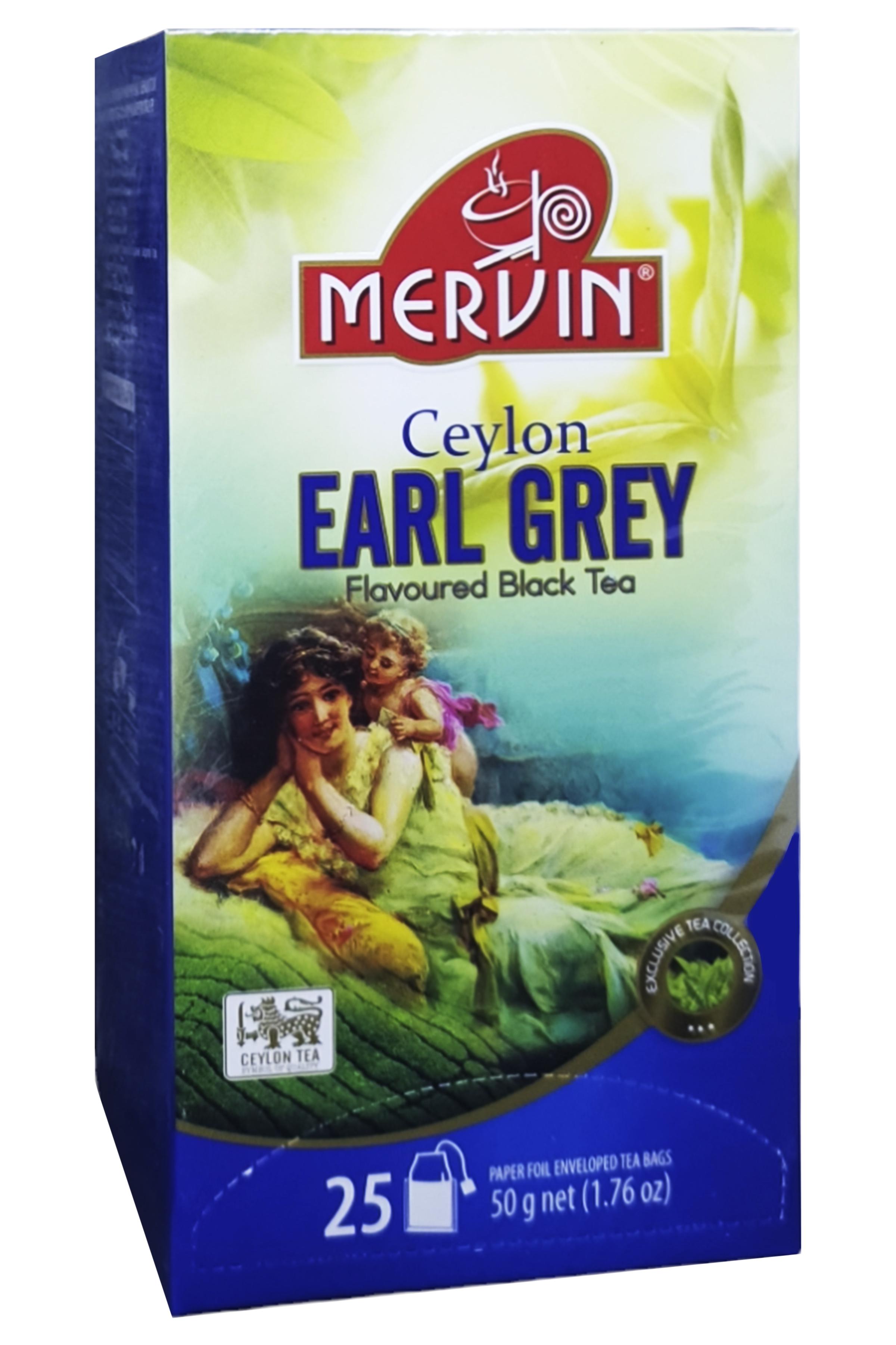 Чай черный Mervin Earl Grey с бергамотом 25 шт. 2 г (56903)