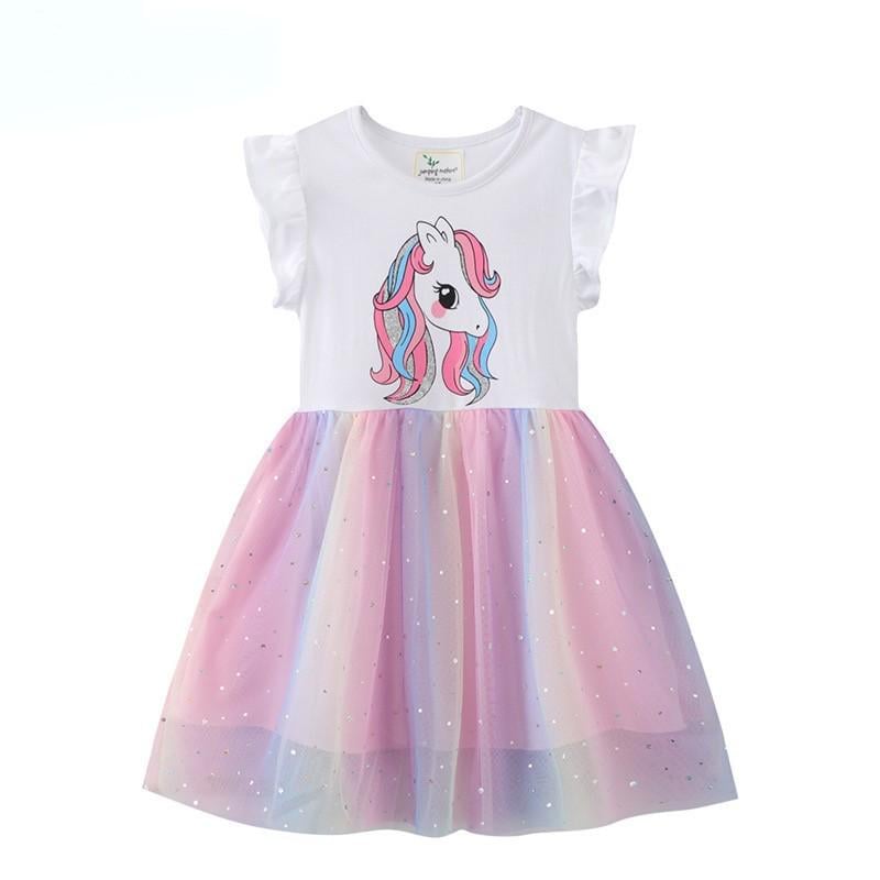 Платье детское с единорогом 98 см Розовый (23992115)