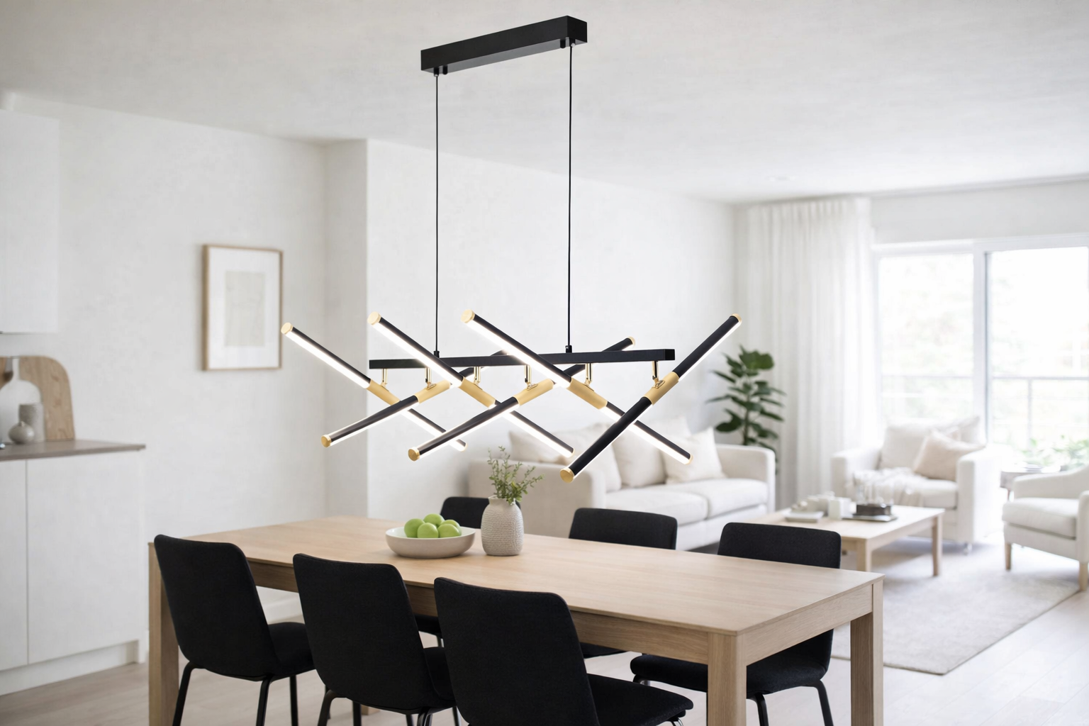 Люстра Lux Vector LED 3 режима освещения 85W (20246/6L BK/GD)