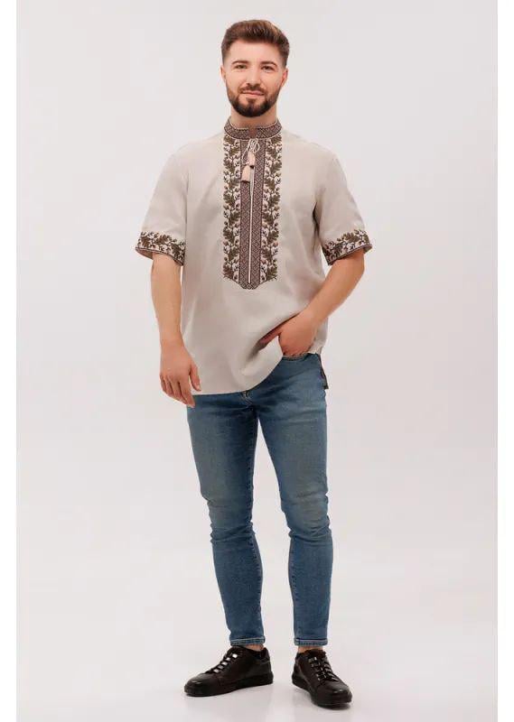 Вышиванка мужская р. 54 Бежевый (394) - фото 3 Вышиванка мужская р. 54 Бежевый (394) - фото 3
