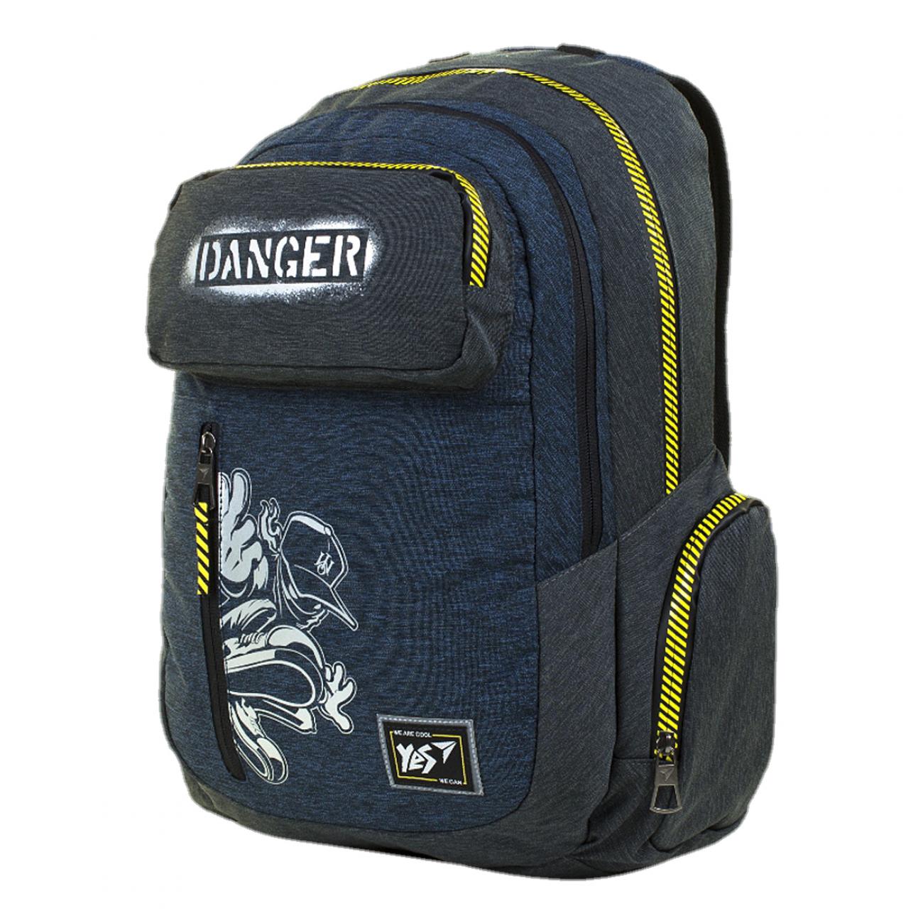 Рюкзак молодіжний YES Danger 48x30x14 см 20 л Синій (558272) Рюкзак молодіжний YES Danger 48x30x14 см 20 л Синій (558272)