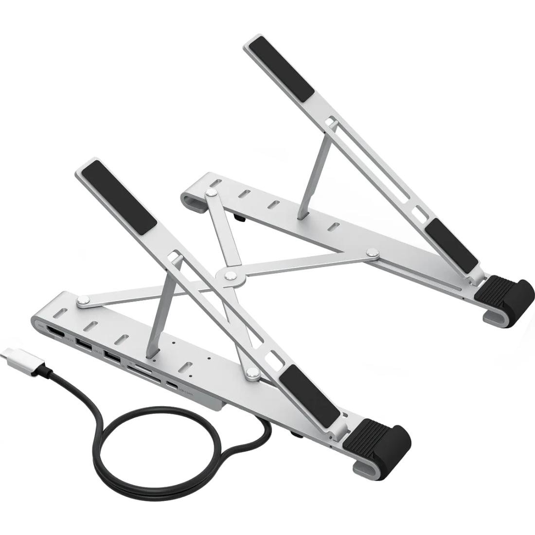 Подставка для ноутбука Choetech Folding Stand USB3.2 to HDMI/USB3.0x1/USB2.0x1/RJ45/SD/TF/Type-Cx2/PD 100W 7в1 Grey (HUB-M43-SL)