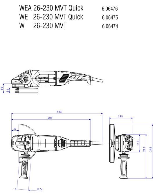 Шліфмашина кутова Metabo W 26-230 MVT 2600 Вт (25277) - фото 2