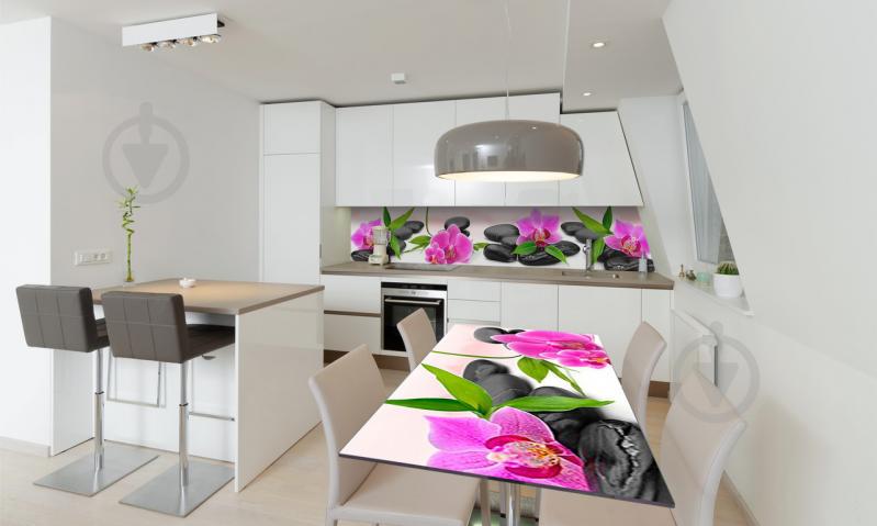 Наклейка виниловая на стол Zatarga «Яркие орхидеи на гладких камнях» 650х1200 мм Z180555/1st